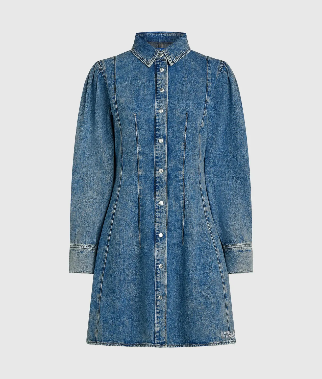 Karl Lagerfeld Puff Sleeve Denimkleid Jeanskleid Blau