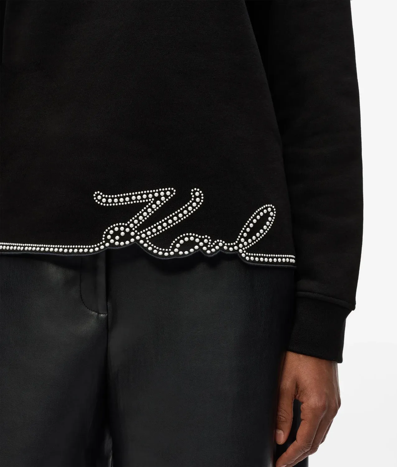 Karl Lagerfeld Signature Sweatshirt Perlen Saum Bio-Baumwolle