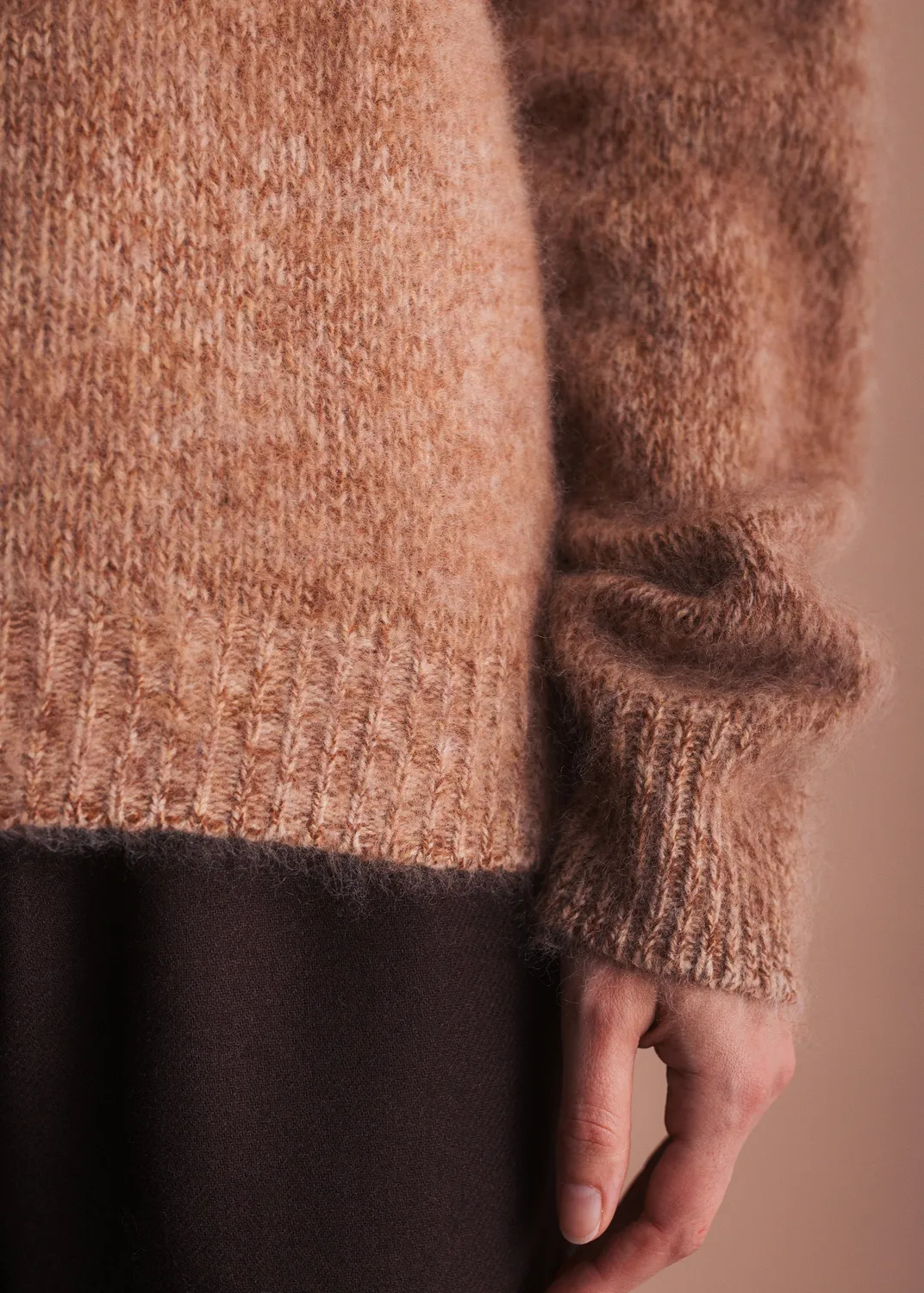 Senatex Rundhals Pullover Hazelnut reine Merinowolle