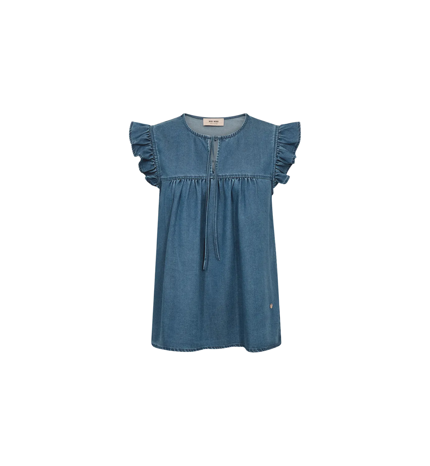 Mos Mosh MMOlaya Lich Bluse Ärmellos Blau V-Ausschnitt