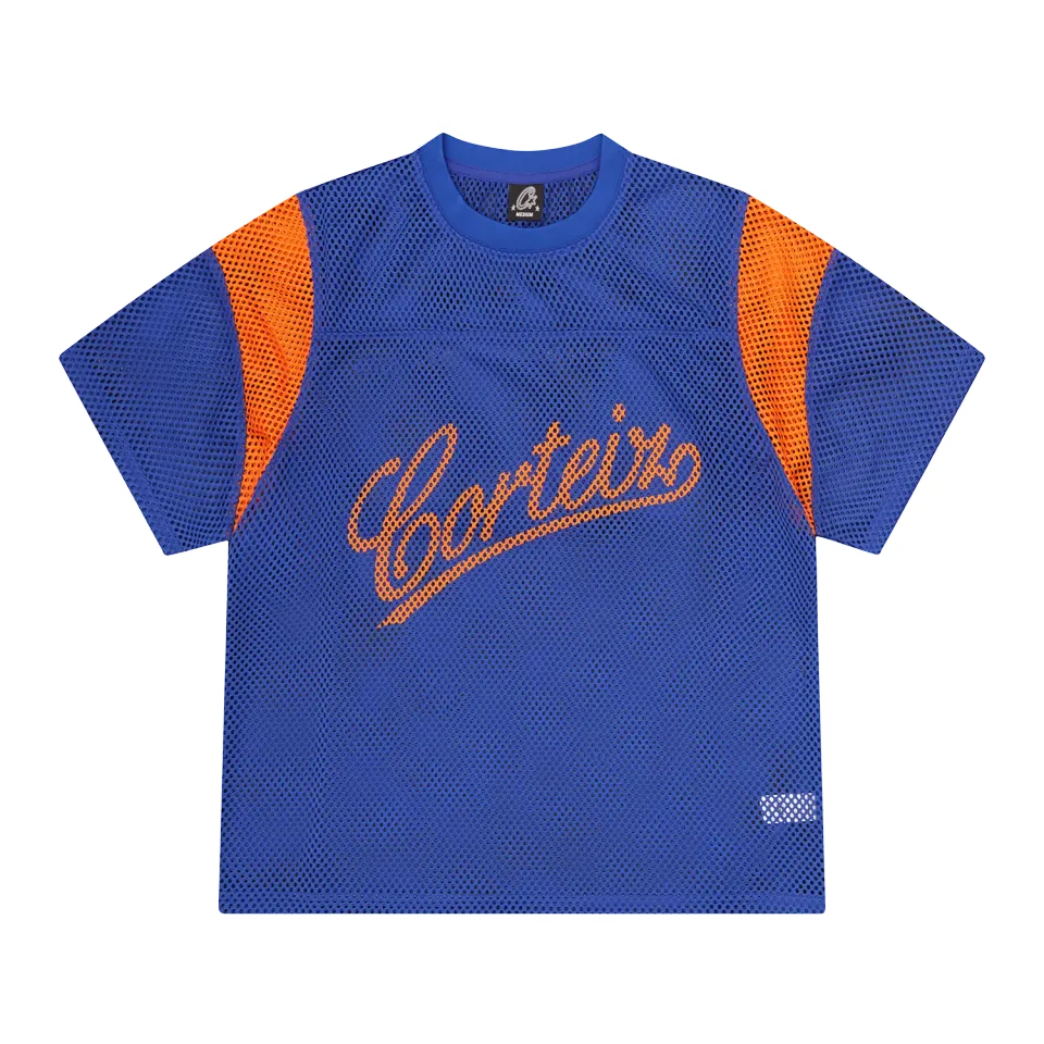 Corteiz Open Mesh Panel Jersey Blau Orange Mesh