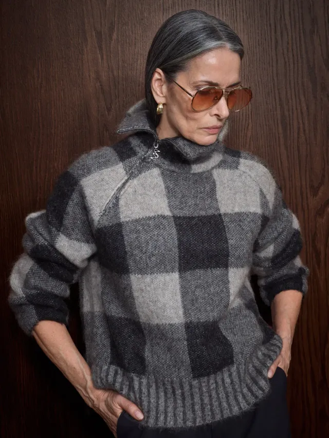Mos Mosh MMMaija Check Strickpullover schwarz Karo