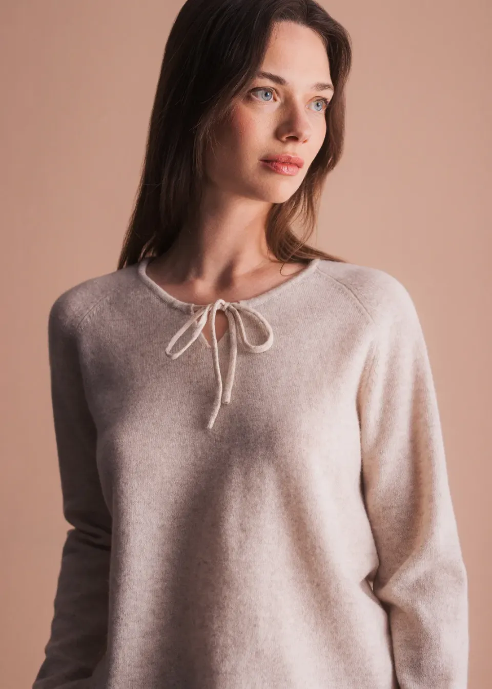 Senatex Pullover Bindeband Rundhals Moss Merinowolle