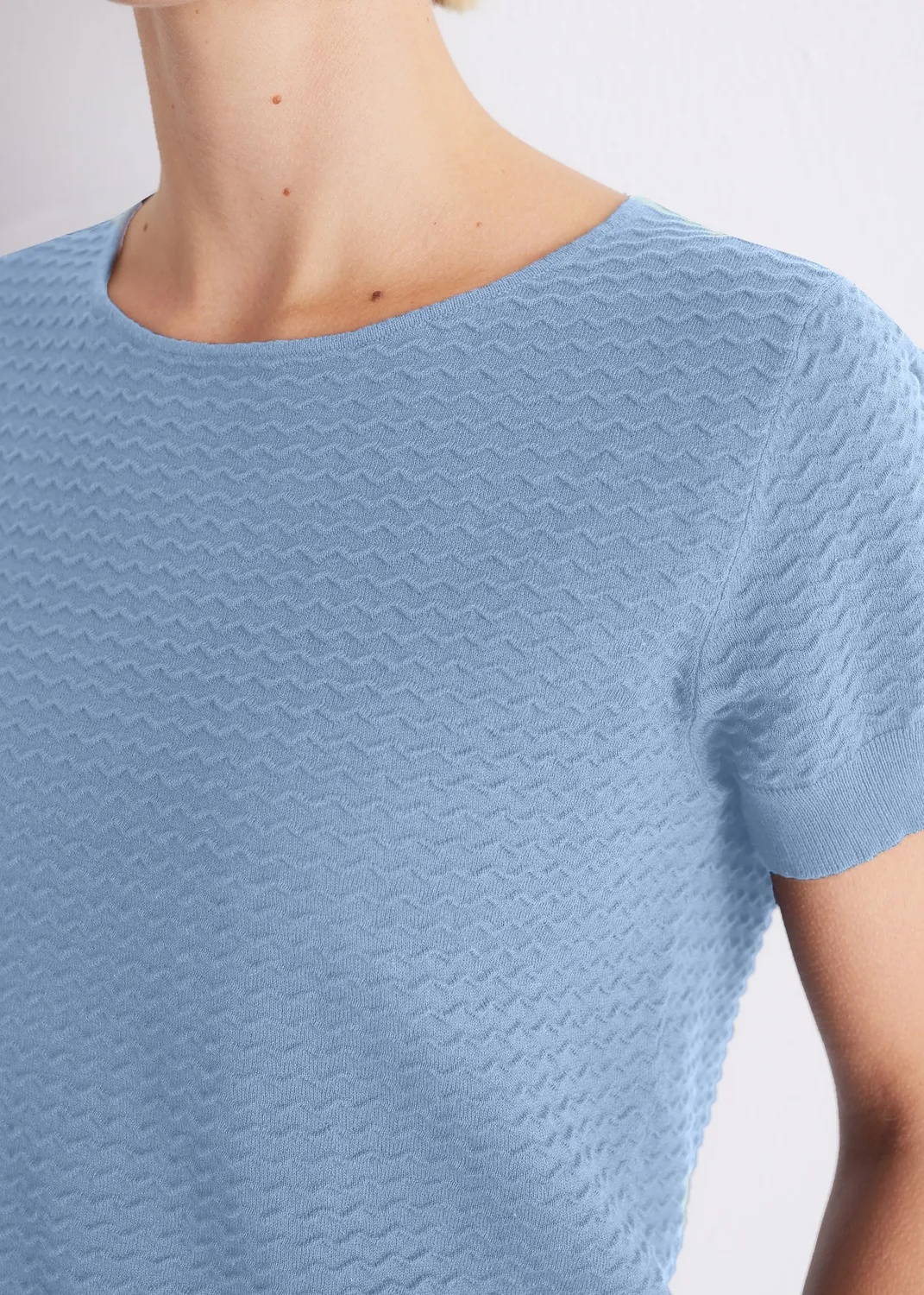 Senatex Kurzarm-Stricktop Off-White aus Bio-Baumwolle