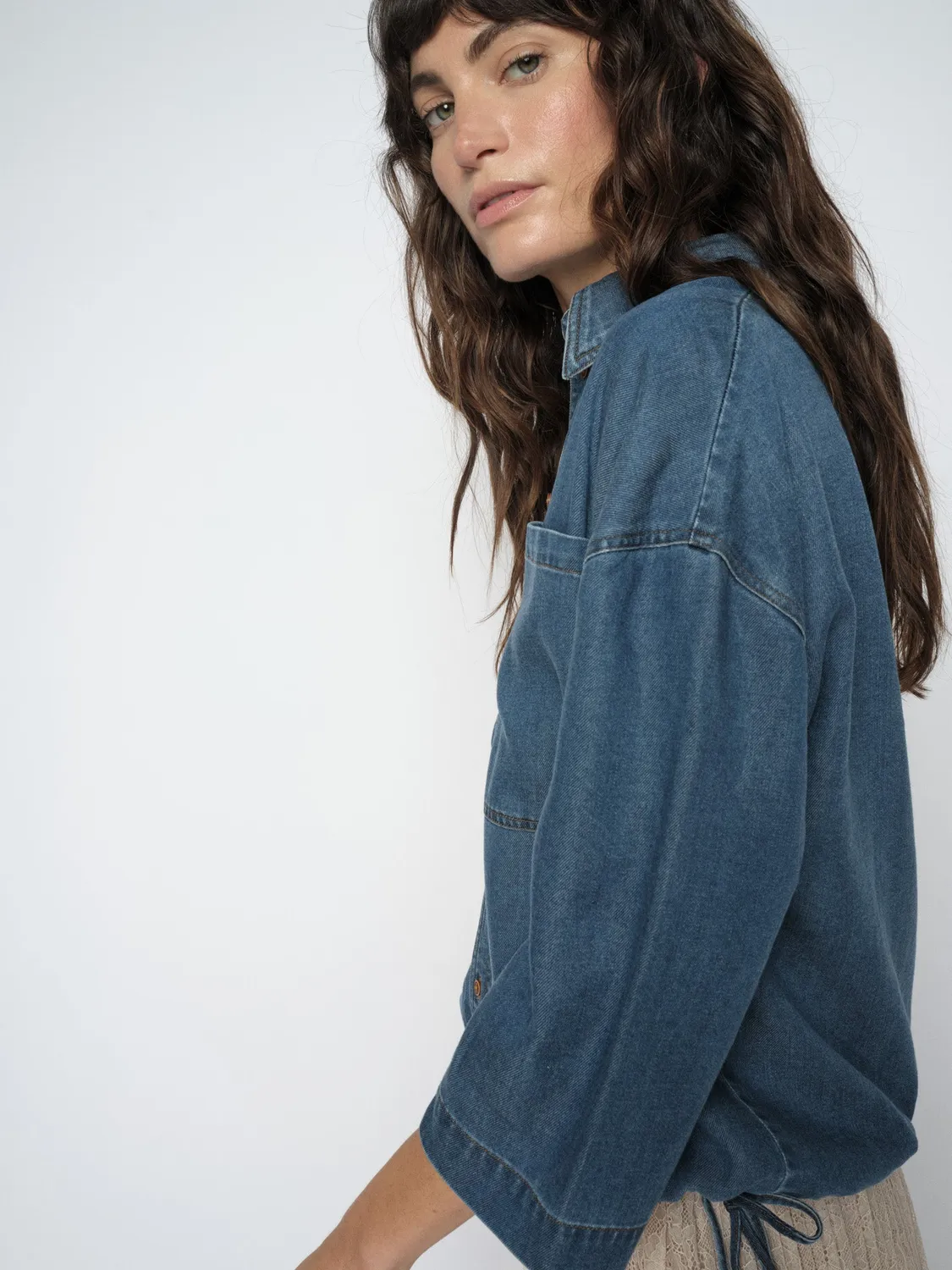Mos Mosh MMTessa Lich Jeansbluse Blau 3/4-Arm