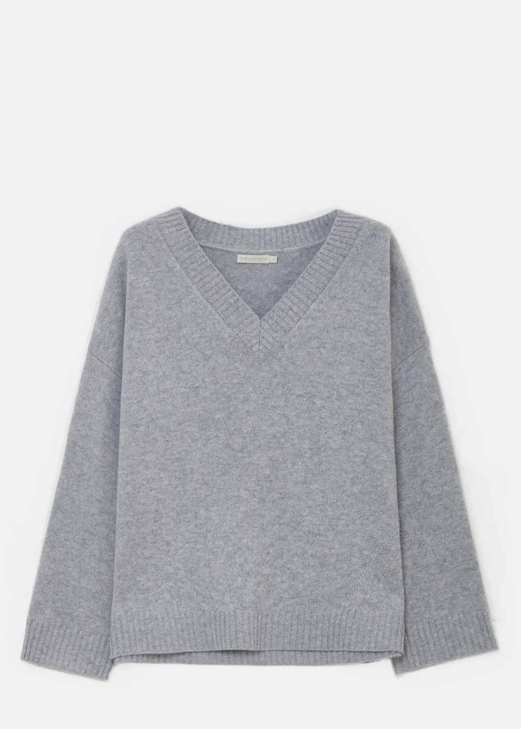 Senatex V-Ausschnitt-Pullover Merinowolle Pullover Silver fein
