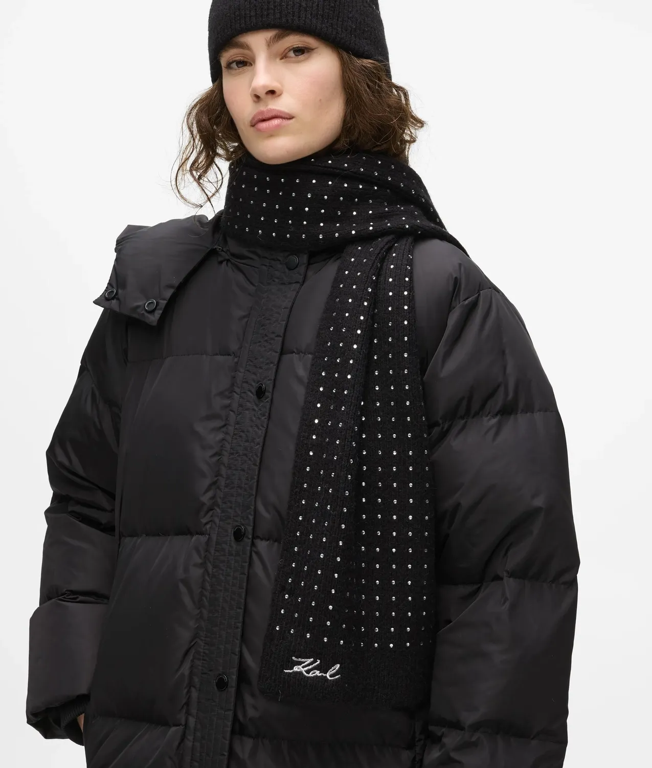 Karl Lagerfeld K/Signature Schal mit Strass One Size