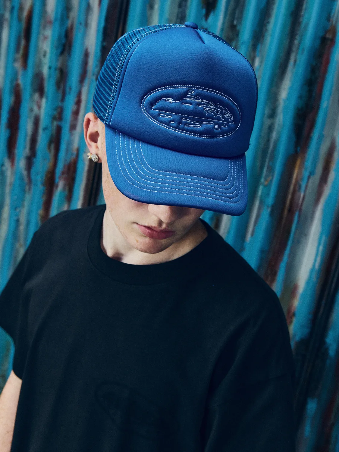 Corteiz Island Outline Trucker Hat Cap Blau One Size