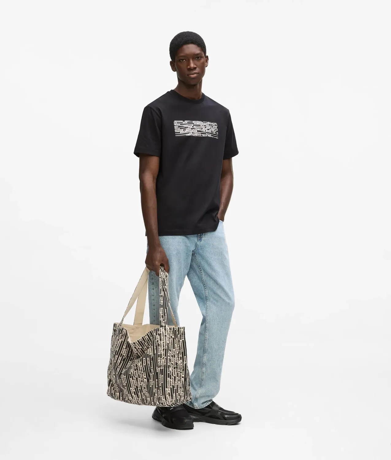 Karl Lagerfeld KL Jeans Stripe Logo T-Shirt Bio-Baumwolle