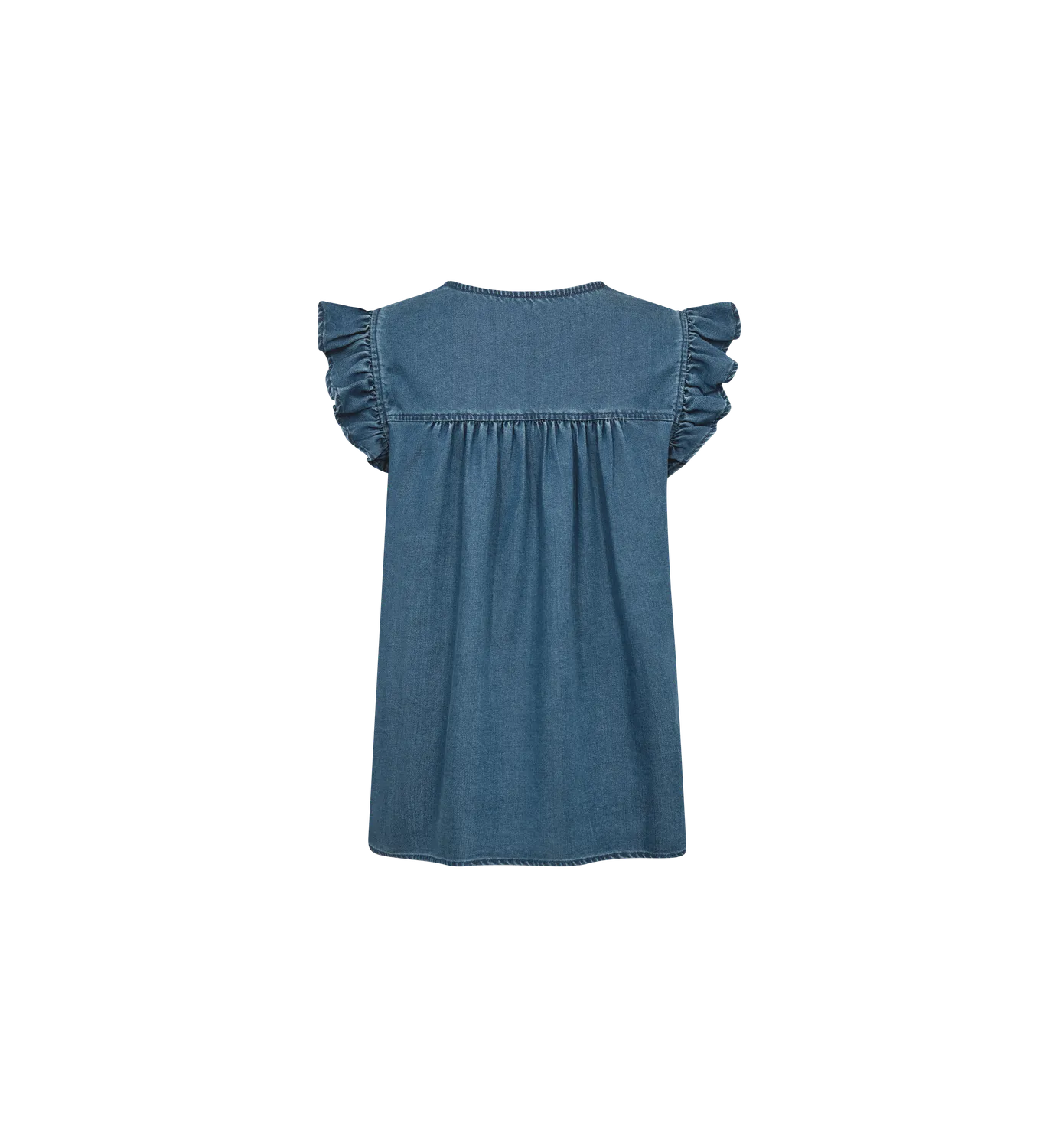 Mos Mosh MMOlaya Lich Bluse Ärmellos Blau V-Ausschnitt