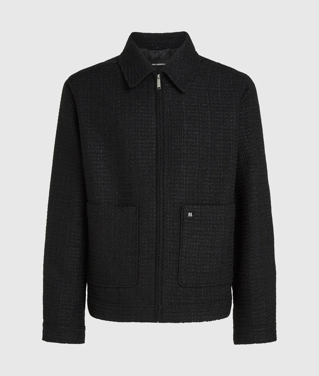 Karl Lagerfeld Bouclé Jacke Zip-up mit Anstecker