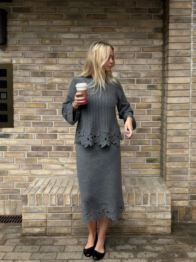 Mos Mosh Vanju Liora Lace Strickpullover Thunderstorm