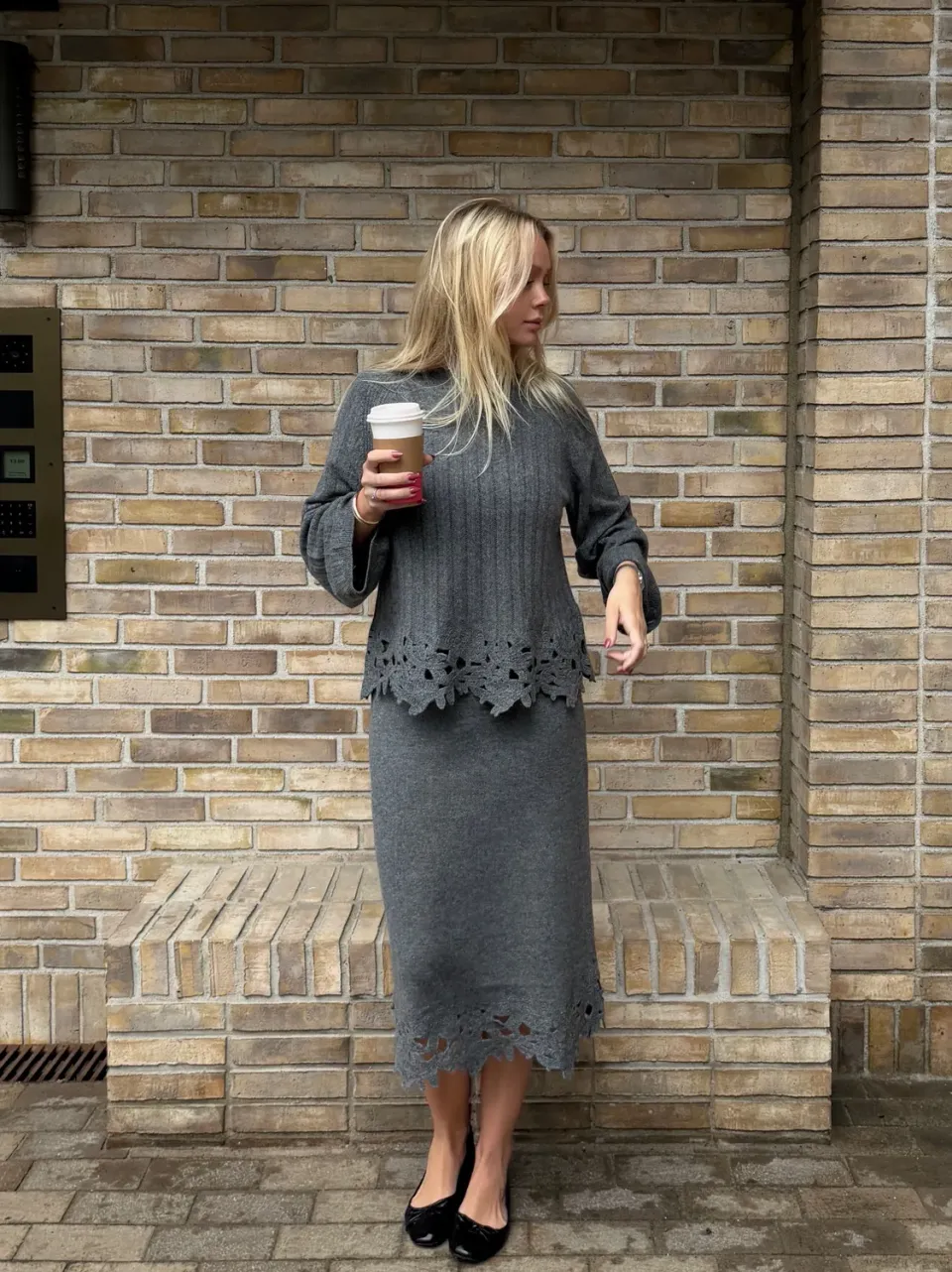 Mos Mosh Vanju Liora Lace Strickpullover Thunderstorm