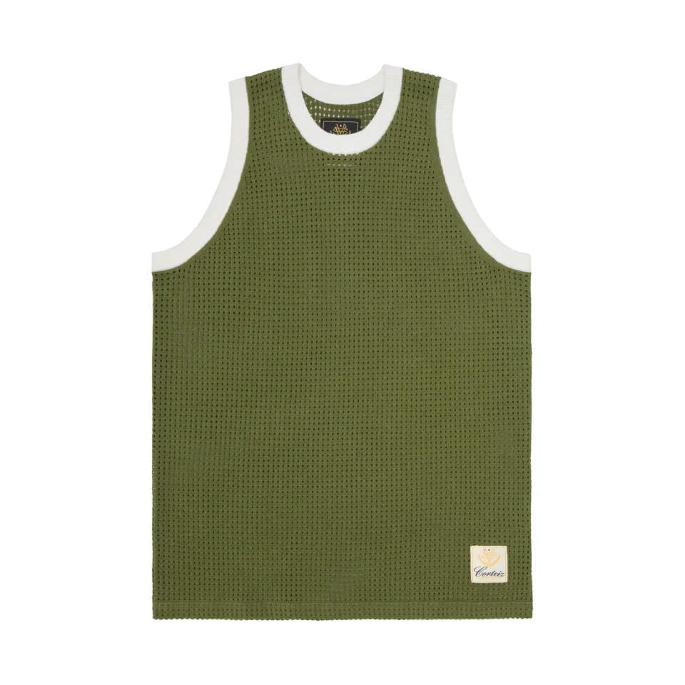 Corteiz Vice Mesh Strickweste Olive Baumwolle
