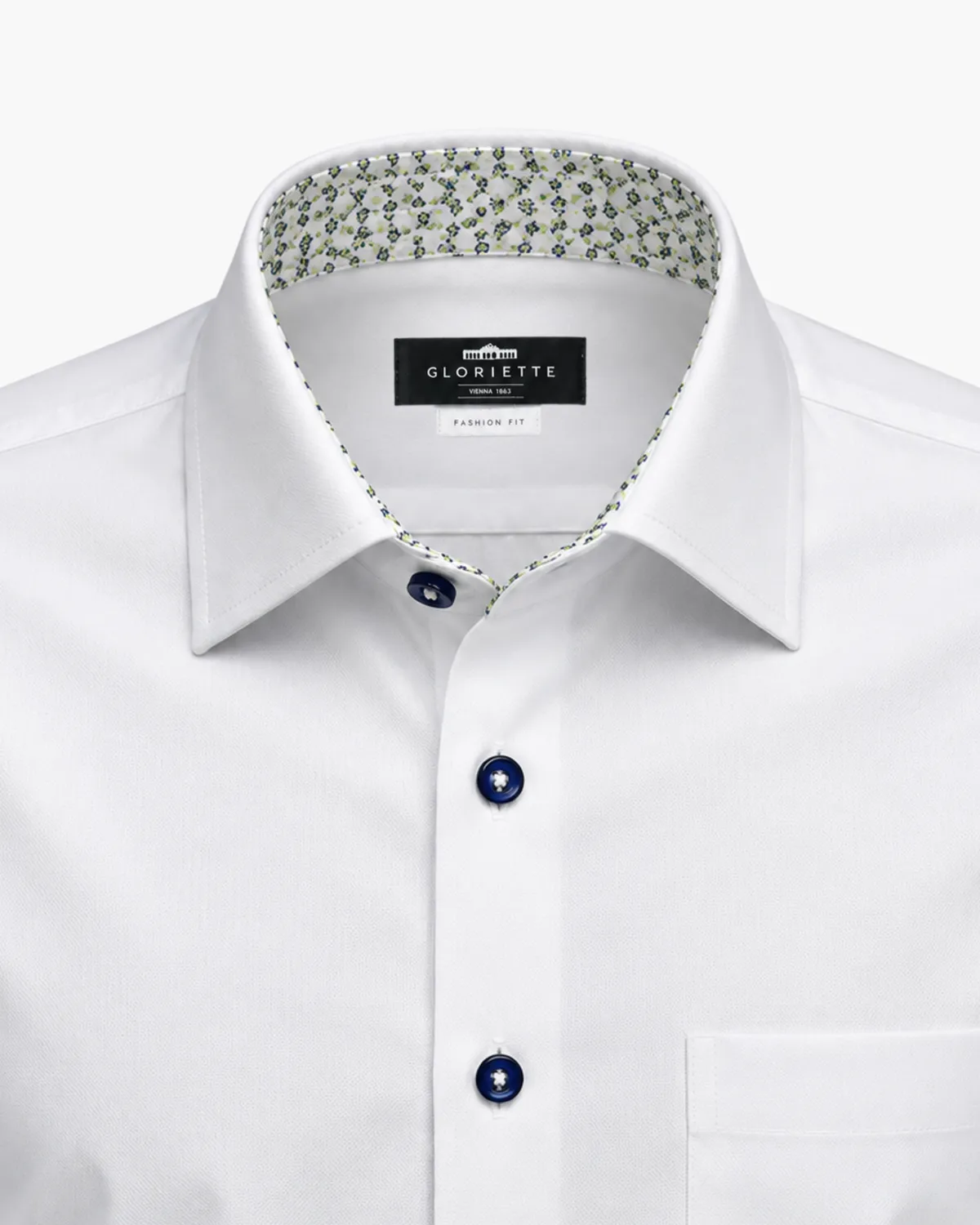 Gloriette Windsor Akzentknopf Hemd Weiß Fashion Fit Baumwolle
