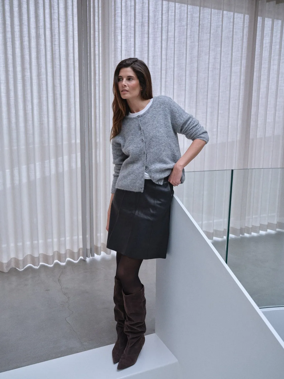 Mos Mosh MMAlmine Strickjacke Grey Melange Alpaka