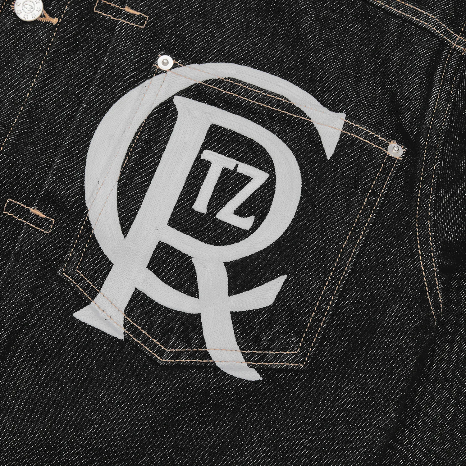 Corteiz Crest Chainstitch Jeansjacke Schwarz Denim
