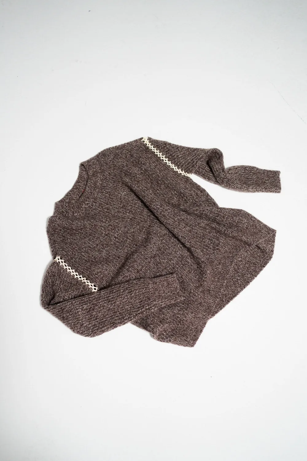 Mos Mosh Neat Crochet Knit Pullover Tarmac Melange