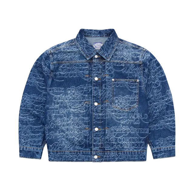 Corteiz Handwritten Denim Jacket Jeansjacke Midwash Indigo