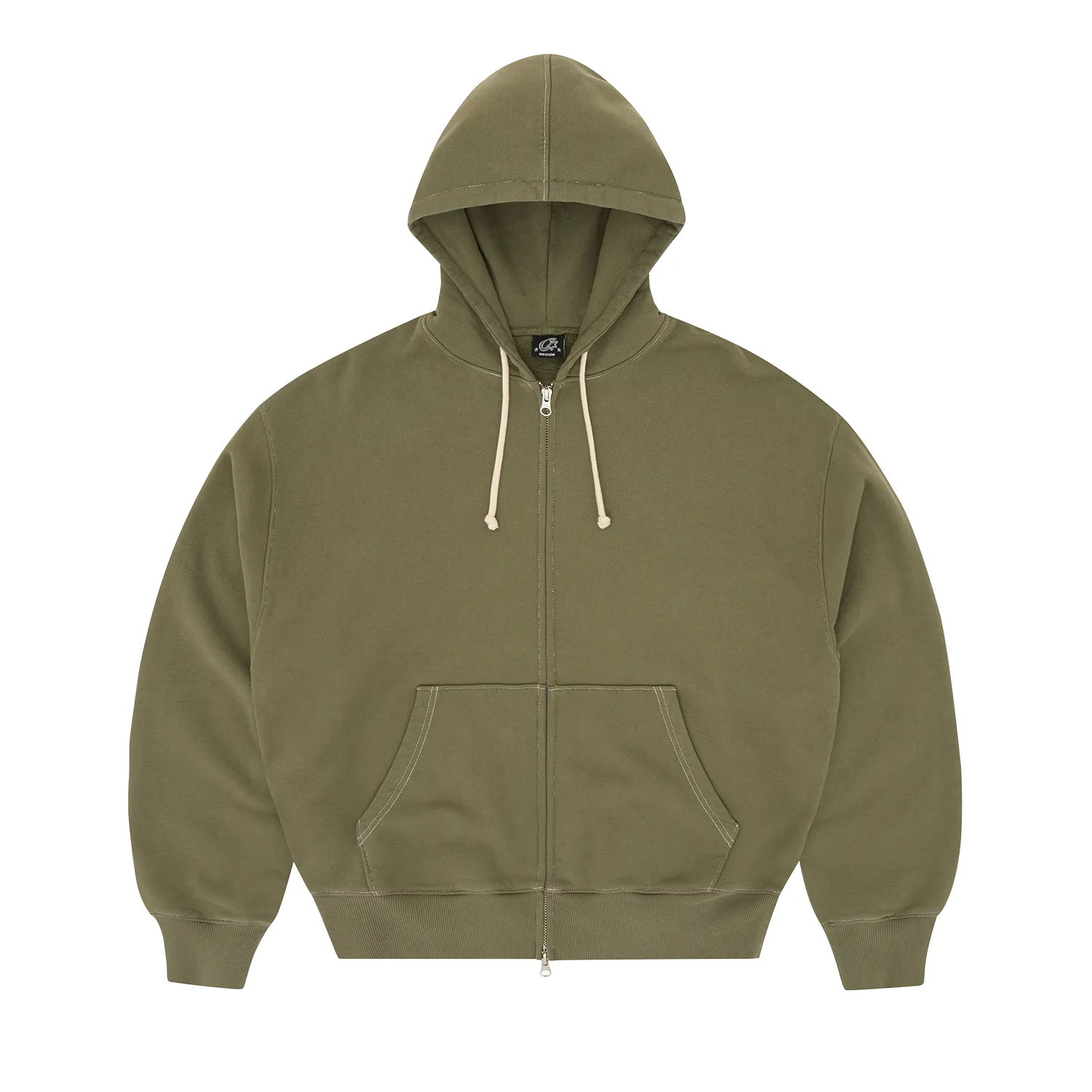 Corteiz Diplomatic Zip Hoodie Oliv Baumwolle 440GSM