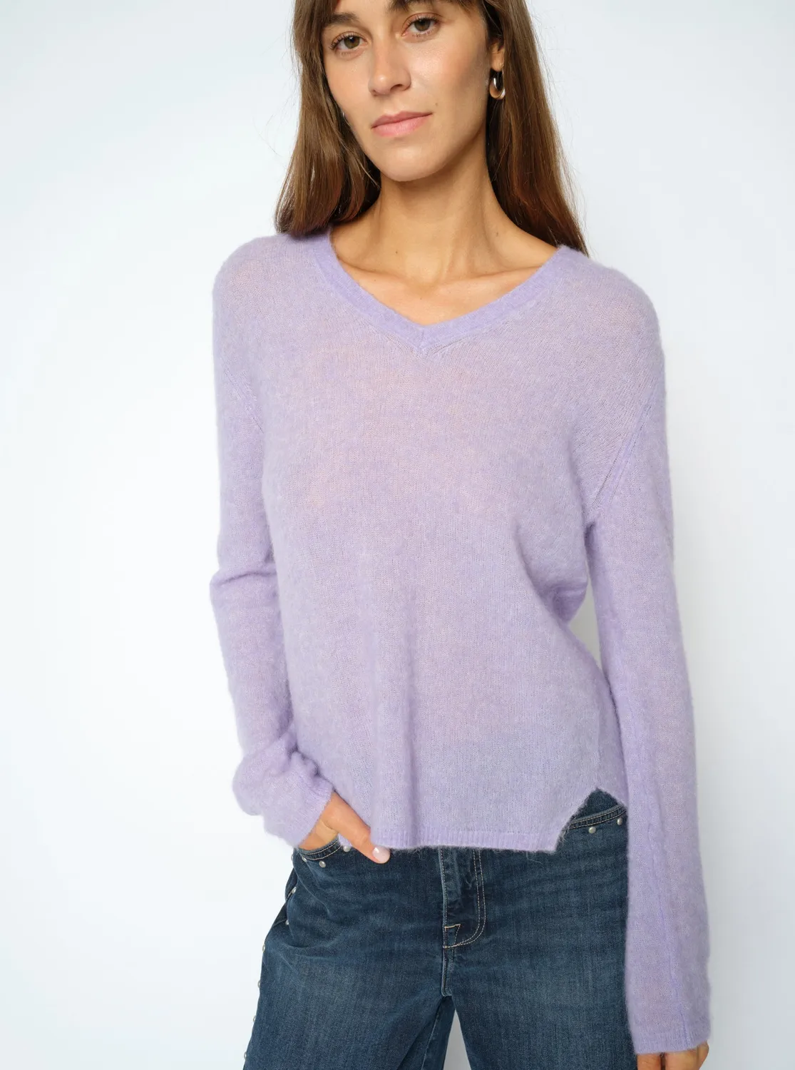 Mos Mosh Mape Sophia Pullover Violet Tulip V-Ausschnitt