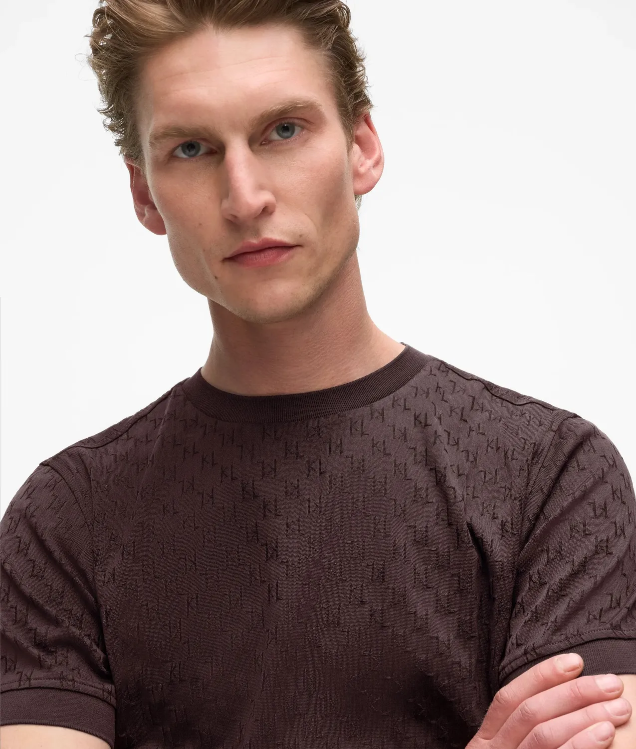 Karl Lagerfeld Monogram Crewneck T-Shirt Jacquard