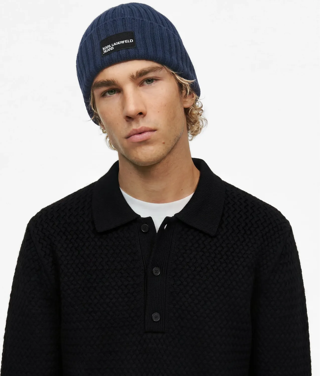 Karl Lagerfeld Jeans Logo Patch Beanie Mütze