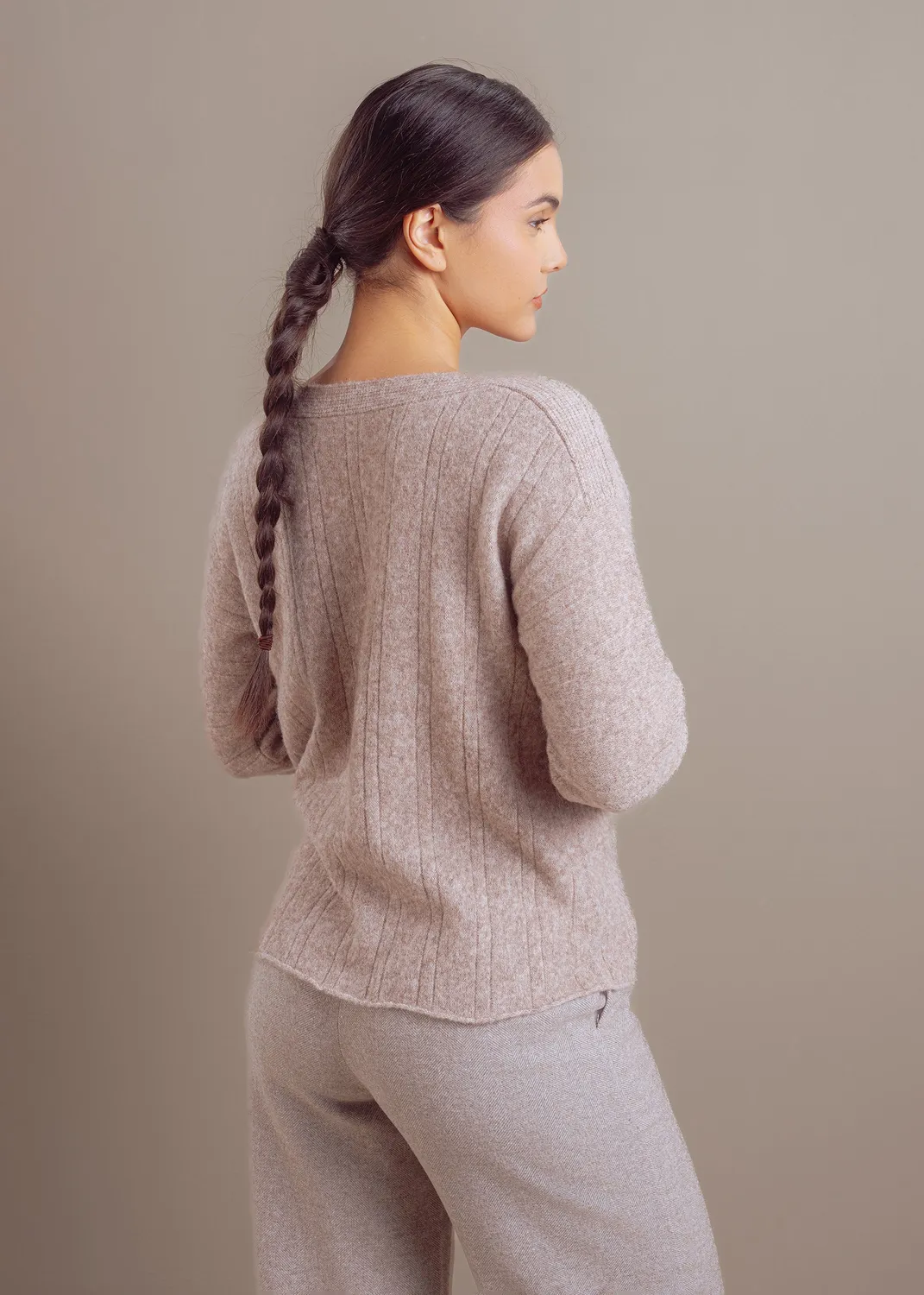 Senatex Alpaka-Woll-Mix Pullover Stone Rundhals