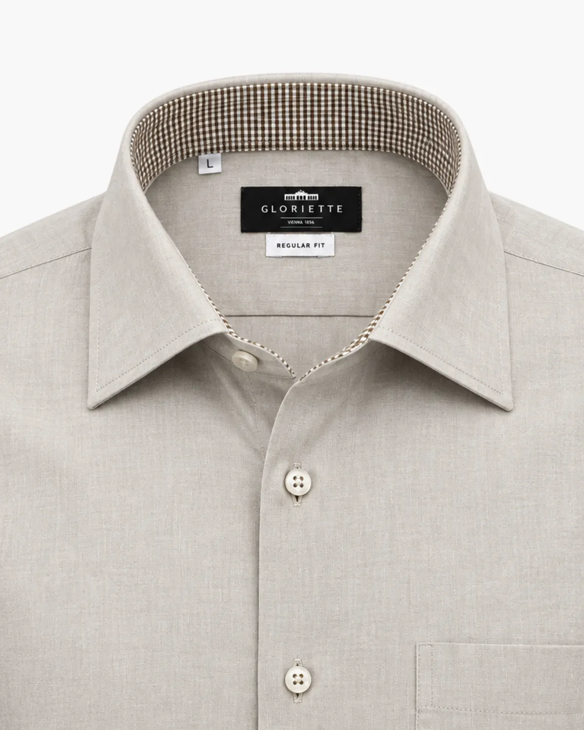 Gloriette Hemd Regular Fit Beige Karo Baumwolle