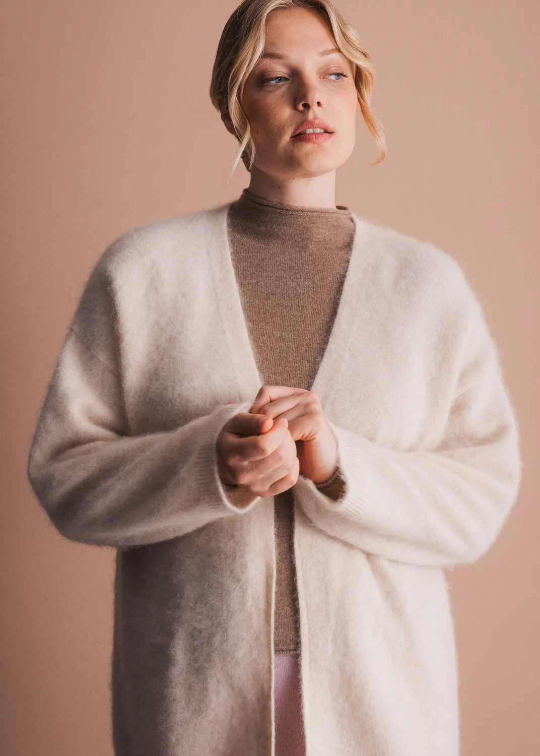 Senatex Cardigan offen Merinowolle gebrusht S-L