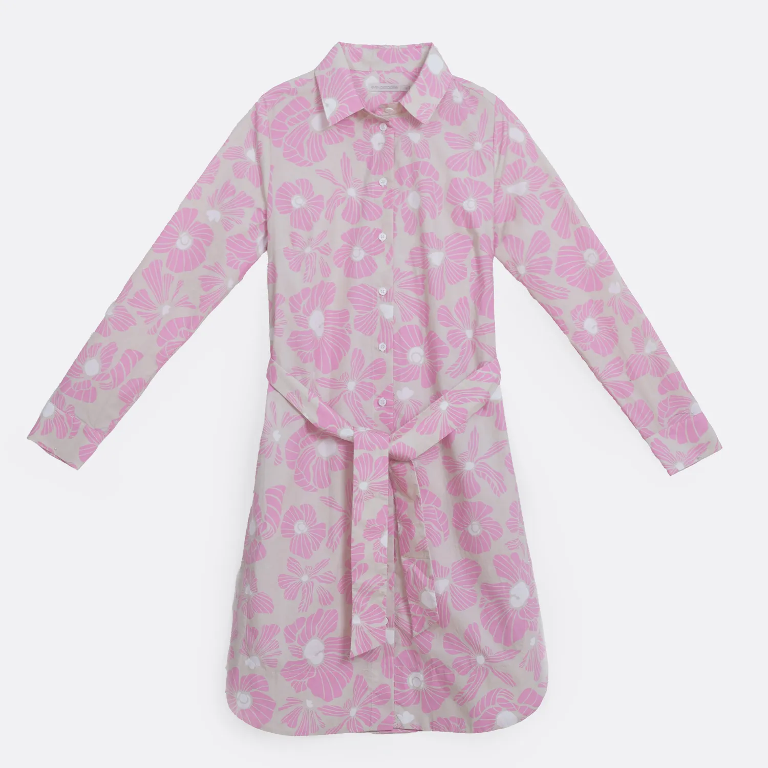 Senatex Hemdblusenkleid Baumwolle Kleid Pink Bloom