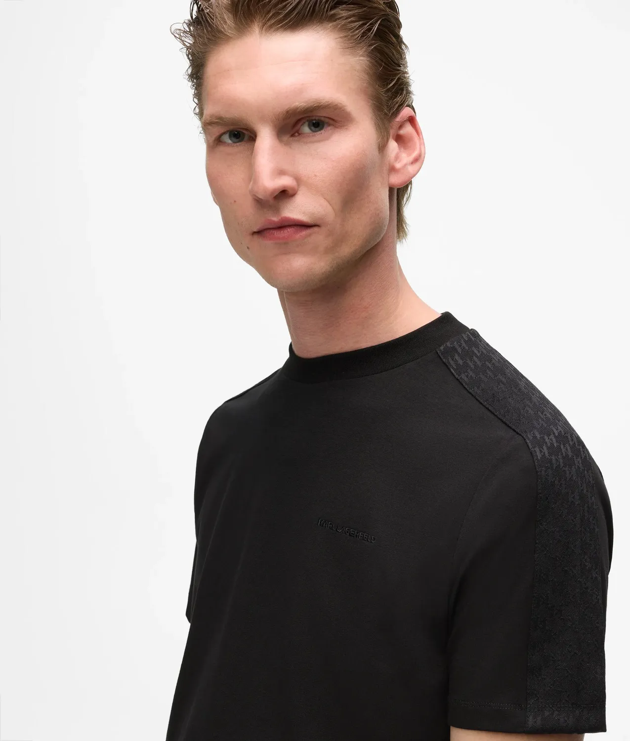 Karl Lagerfeld Monogram Sleeve Detail T-Shirt Herren schwarz