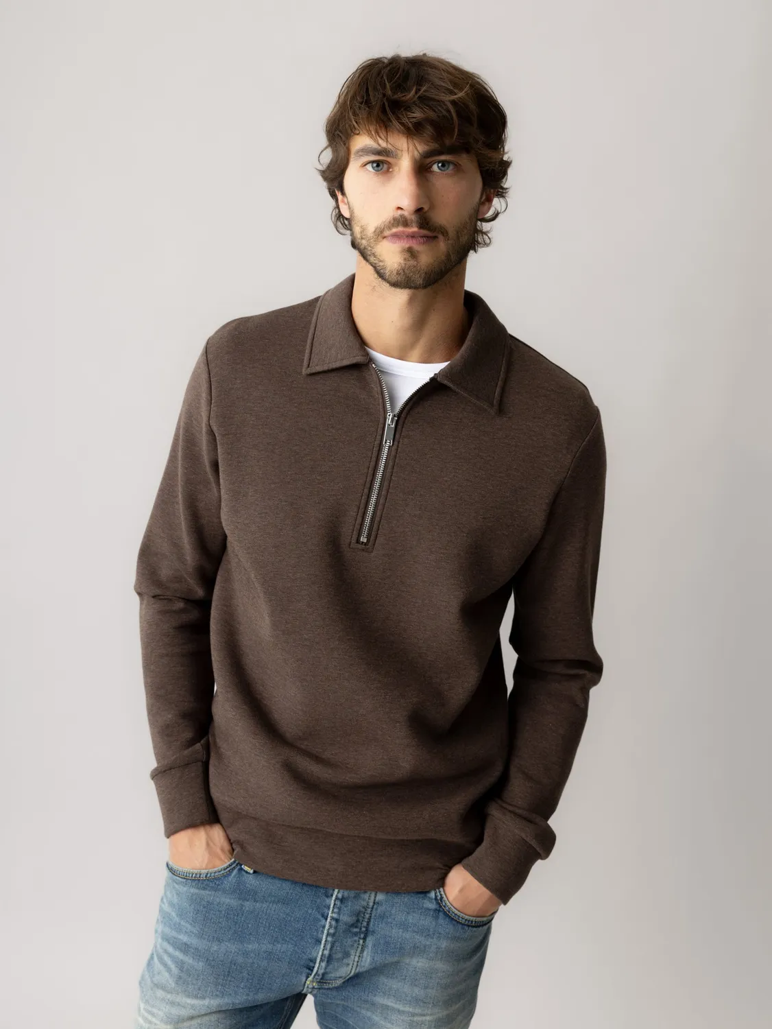 Mos Mosh MMGabel Zip Polo Sweatshirt navy regular