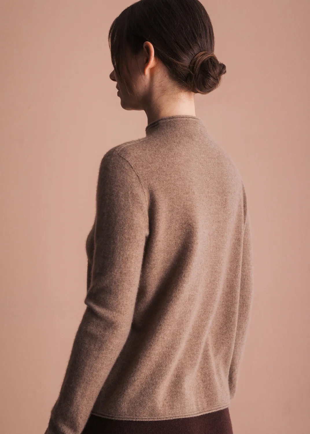 Senatex Stehkragen Pullover Kaschmir Hazelnut