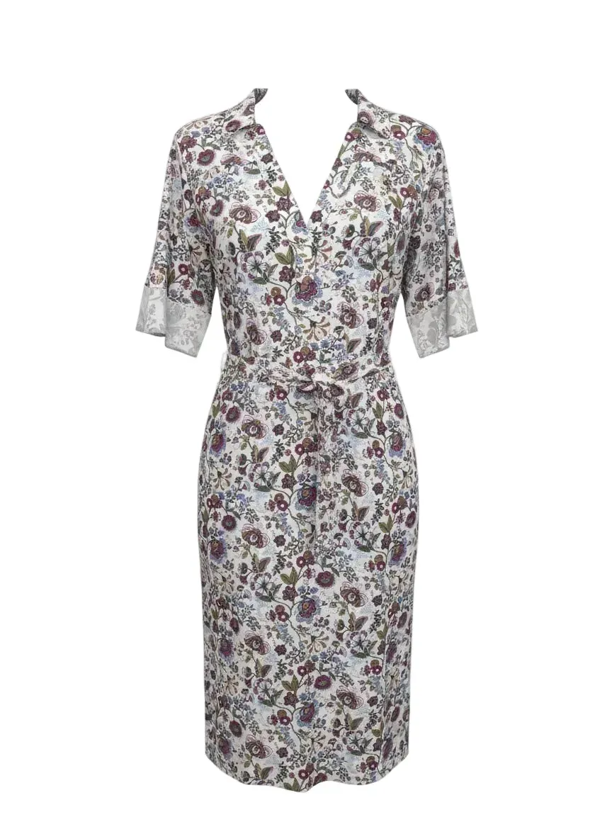Gloriette Flower Print Midikleid Mehrfarbig Baumwolle
