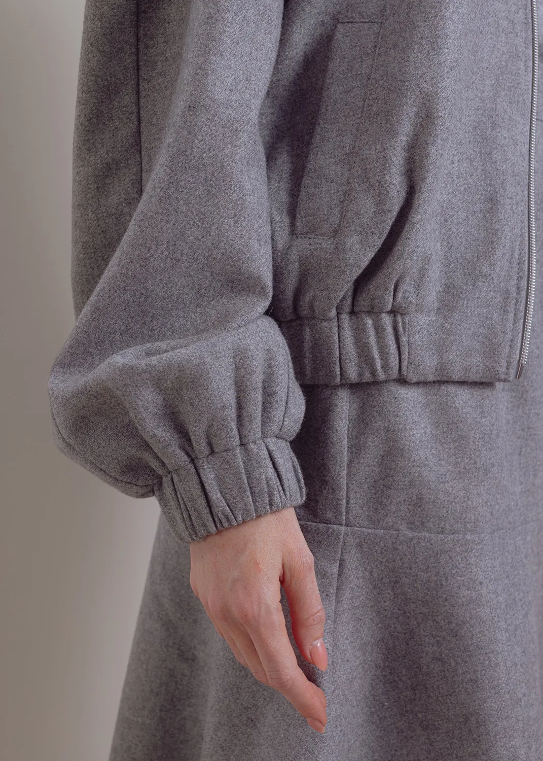 Senatex Blouson Jacke Silver Wolle-Viskose Ballonarm