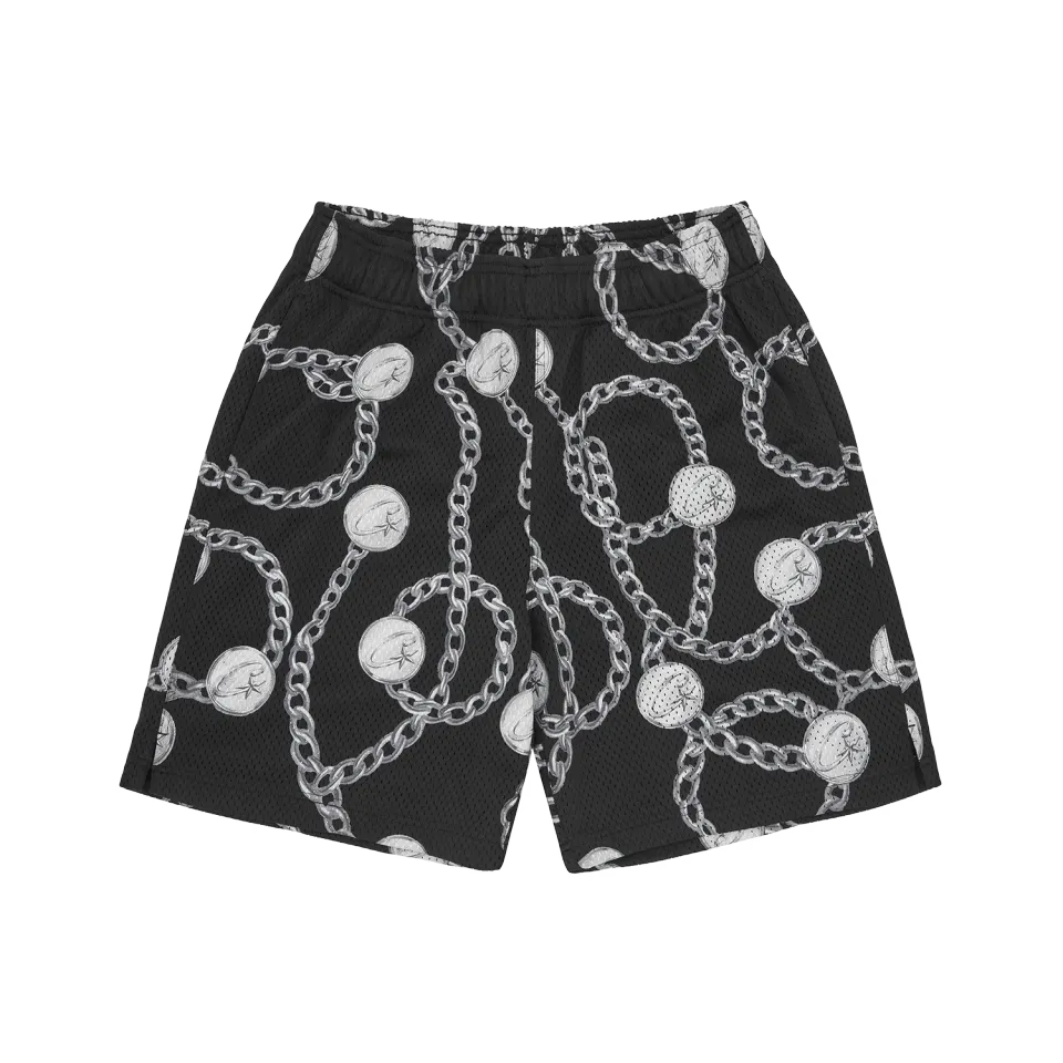 Corteiz Chains Mesh Short Shorts Schwarz Allover-Print