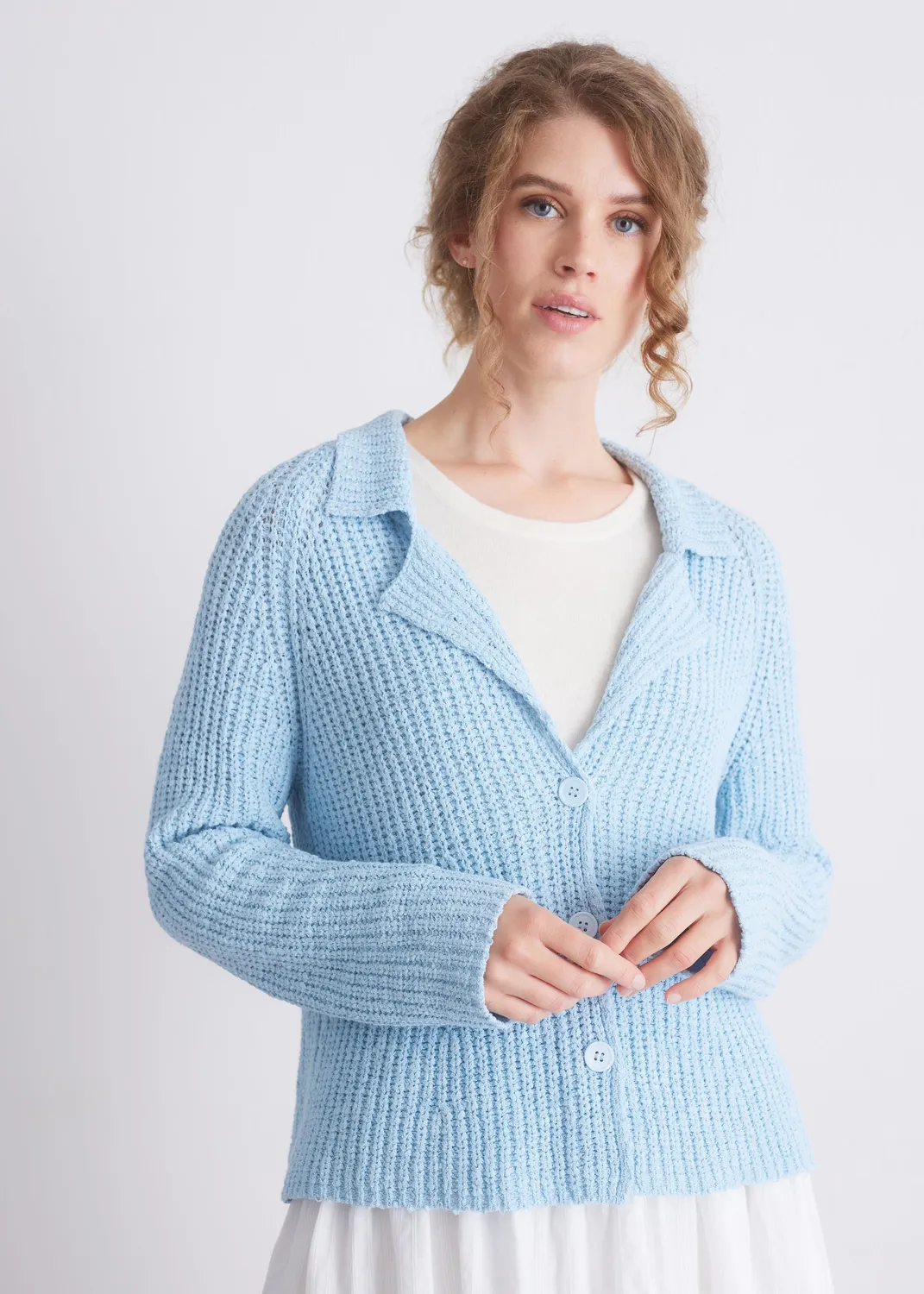 Senatex Strickjacke Struktur Reverskragen Frost