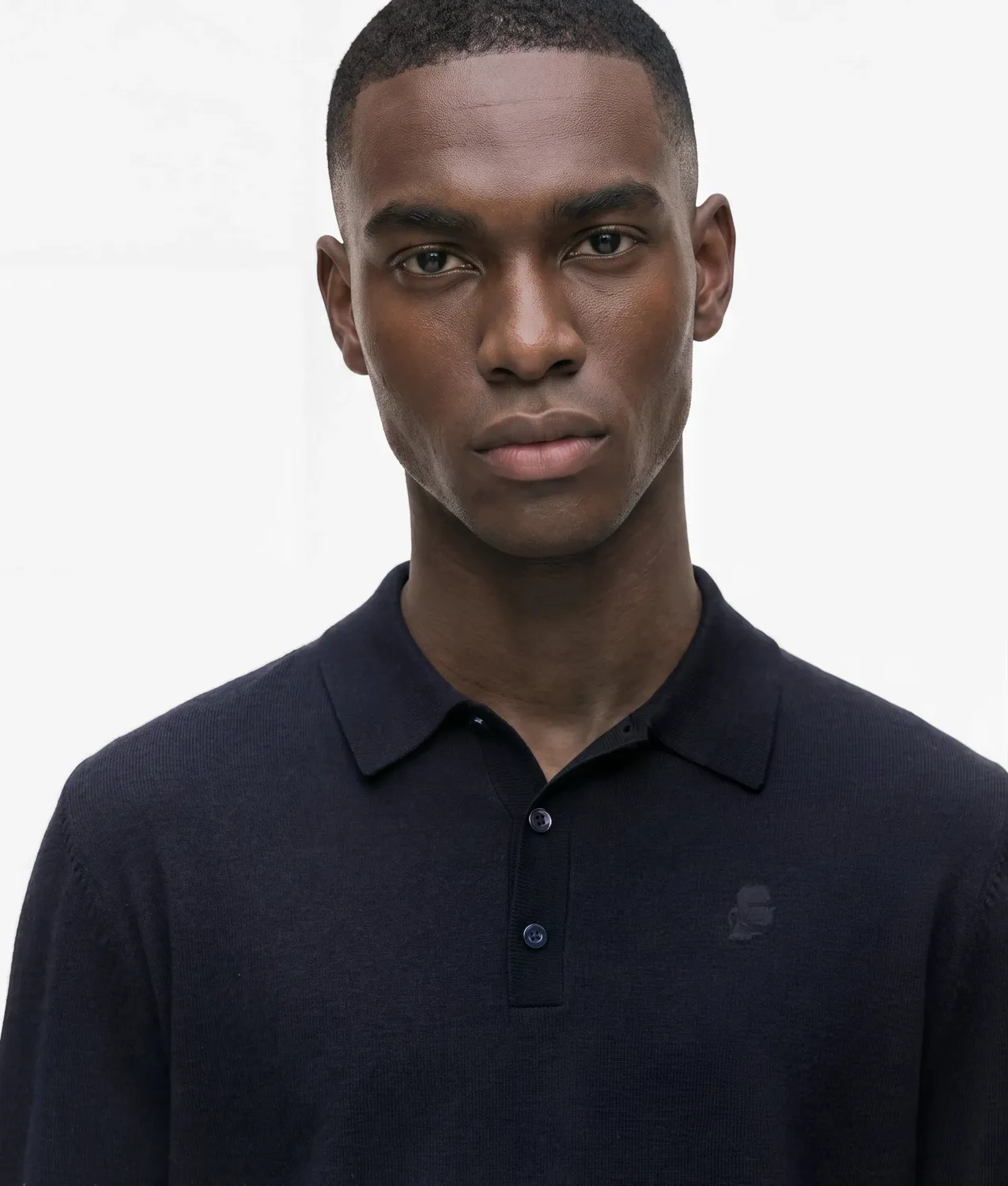 Karl Lagerfeld Wool Poloshirt Langarm reine Wolle