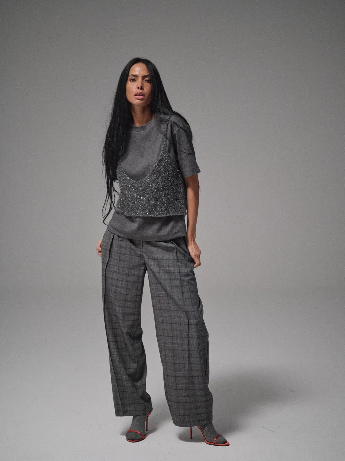 Mos Mosh Venetia Knit Top Silber Pailletten