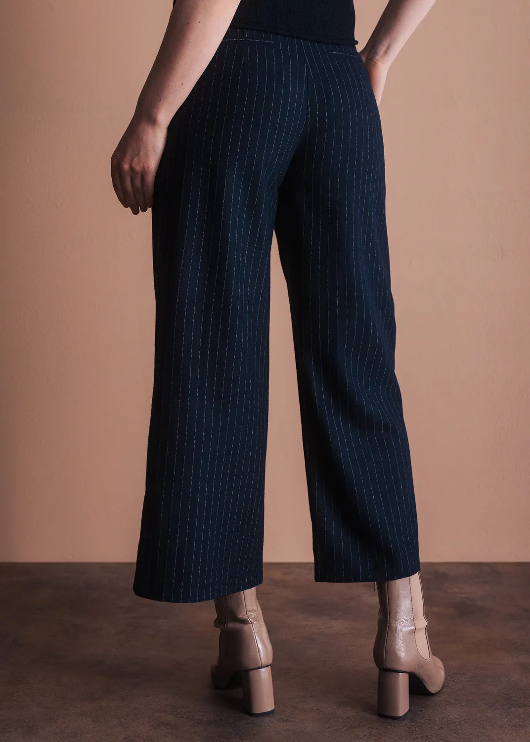 Senatex Nadelstreifen Culotte Wolle Navy Combo