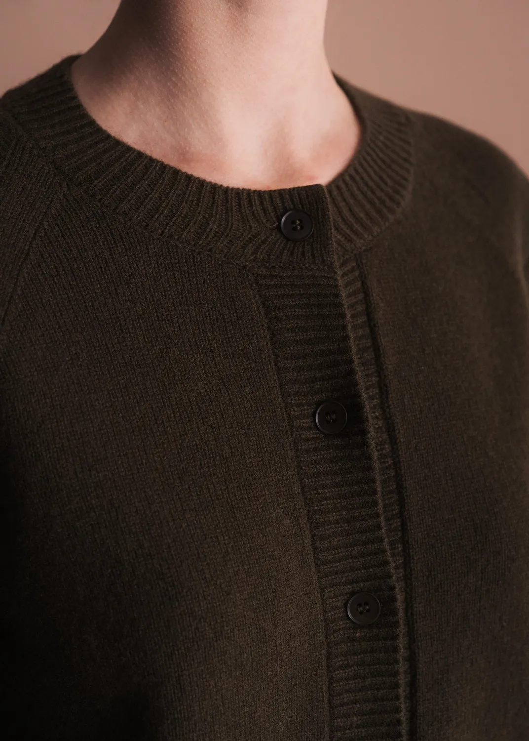 Senatex Strickjacke mit Knopfleiste Cardigan Beige Merinowolle