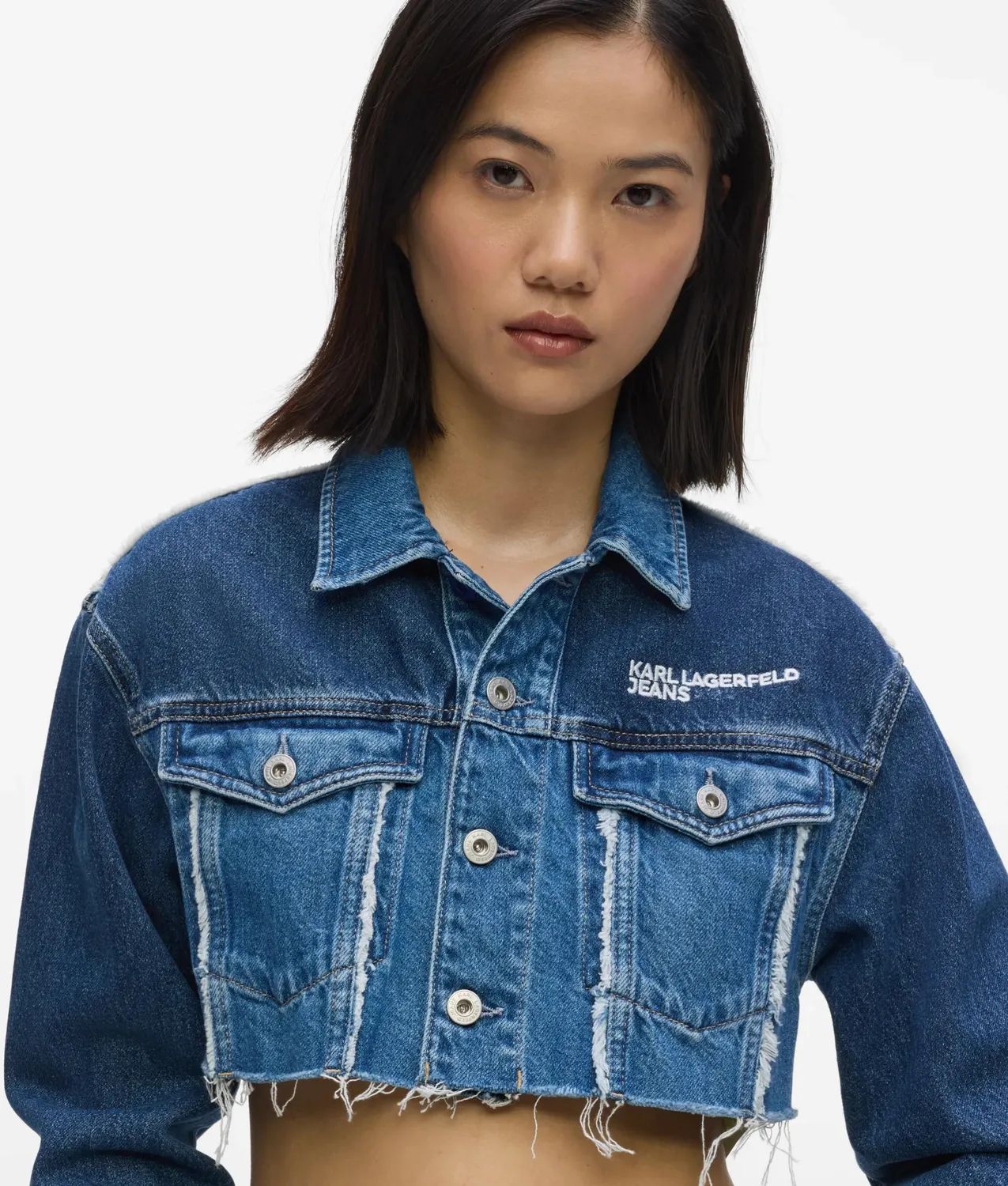 Karl Lagerfeld KL Jeans Blocked Denim Jacke Cropped