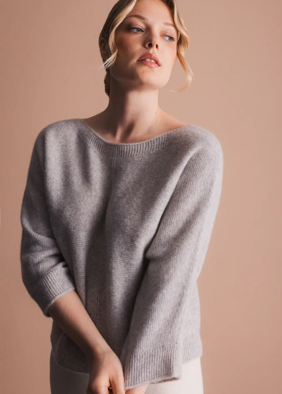 Senatex Pullover U-Ausschnitt Hazelnut Wolle Alpaka