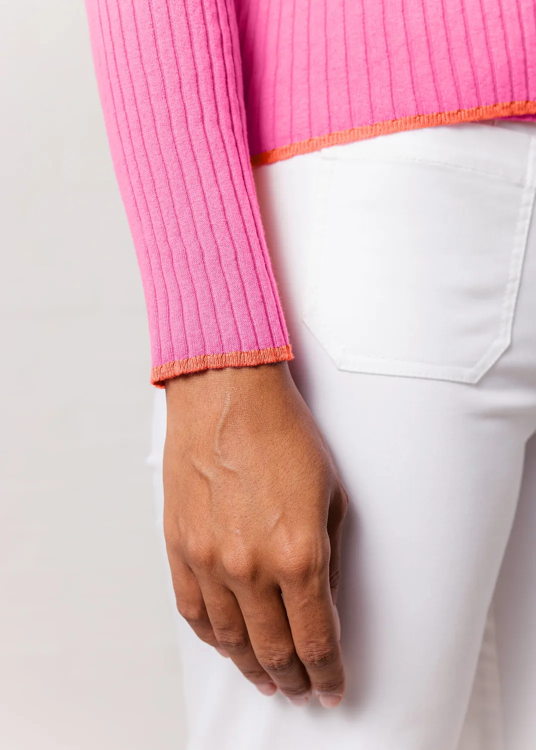 Senatex Strickjacke mit Kontrasten Bio-Baumwolle Pink Combo