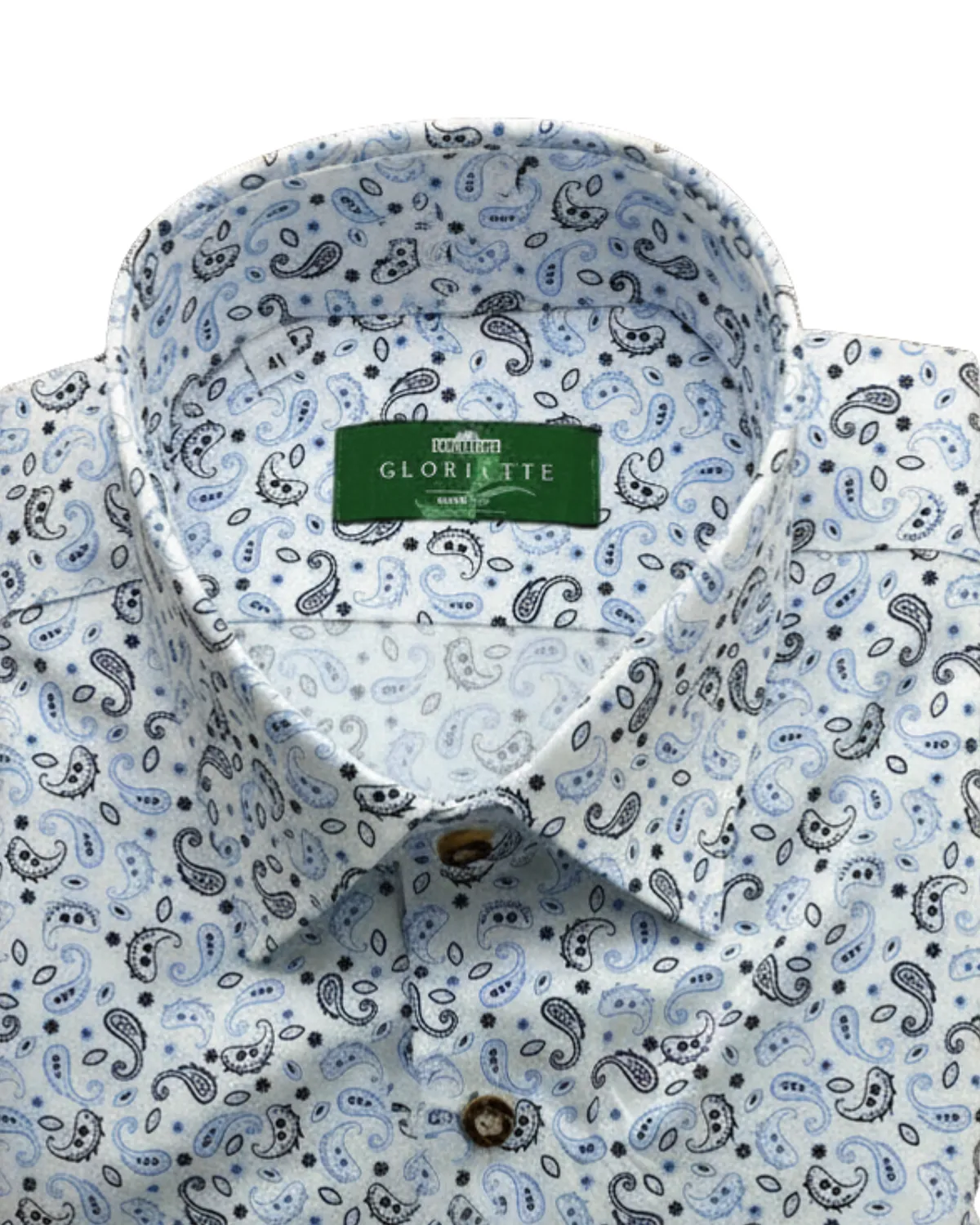 Gloriette Paisley Trachtenhemd blau-weiß Fashion Fit Stretch