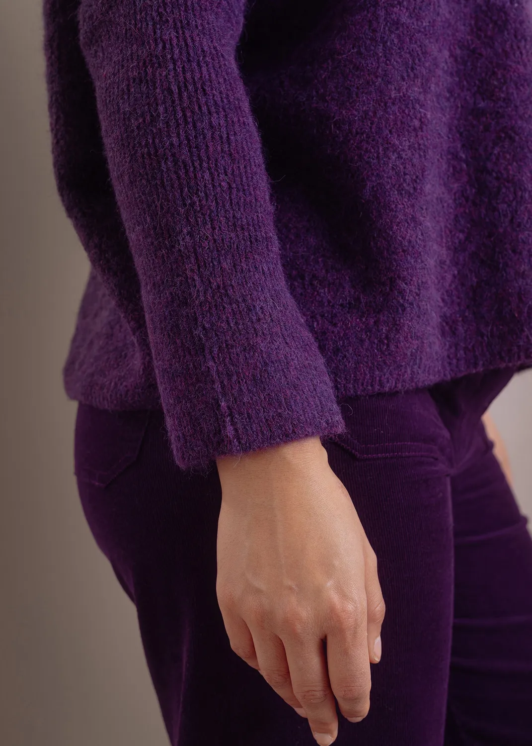 Senatex Pullover Alpaka-Woll-Mix Plum U-Boot-Ausschnitt