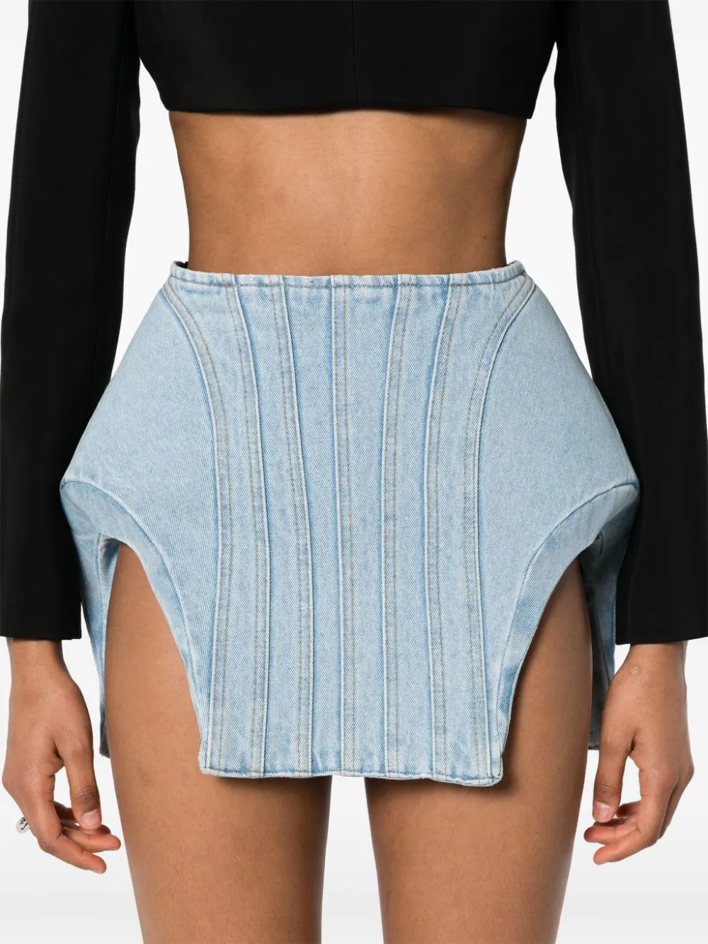 Mugler Curvy Denim Minirock Blau Mini