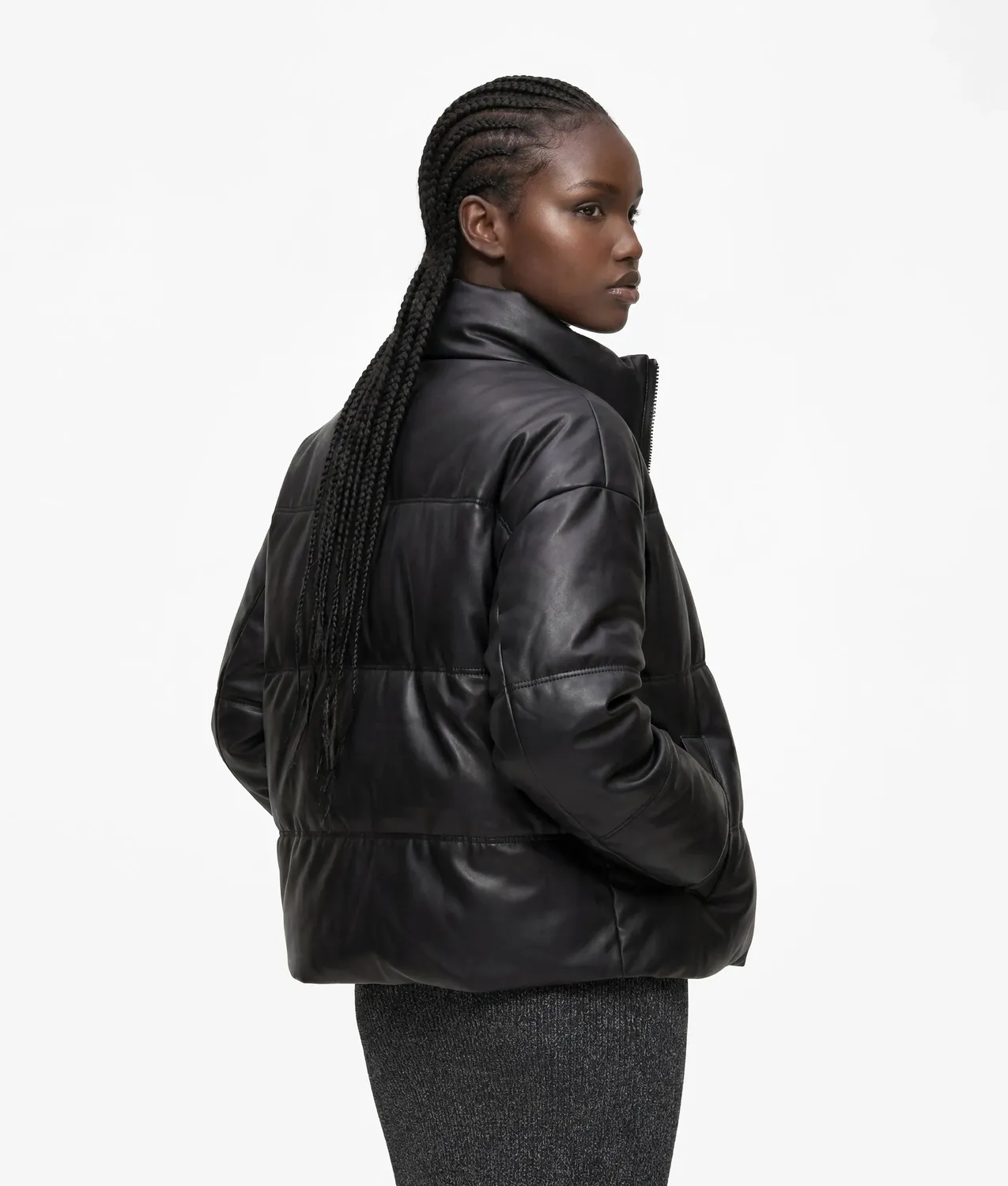 Karl Lagerfeld KL Jeans Faux-Leder Pufferjacke cropped