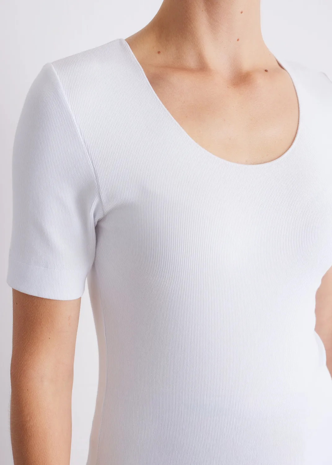 Senatex Ripp-T-Shirt Viskose-Baumwolle Shirt Off-White slim
